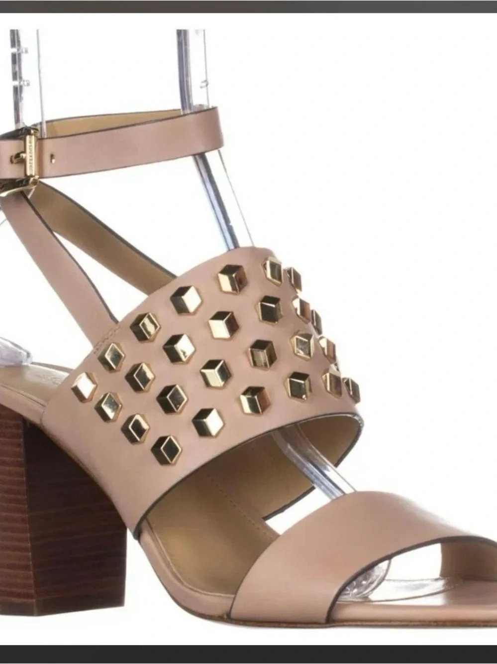 Michael Kors Nude Pink Leather Studded Slingback Sandals